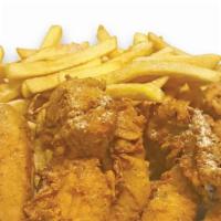 4Pc Chicken Tenders  · your choice of bbq  ranch blue cheese or honey mustard