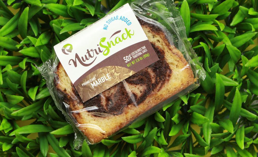 Marble Pound Cake · Exquisite combination of flavors. Chocolate and vanilla in the same pound cake. Zero trans fat, lactose free. No sugar added. Fat calories/ per serving: 100 cal.