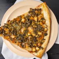 Soul Food Pizza · Fried chicken, mashed potatoes, collard greens, and gravy.