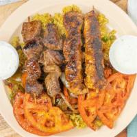 Kabob Platter With No Side · Steak and chicken.