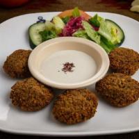 Falafel Plate · Gluten-free, vegetarian. Five pieces of freshly home made falafels. Served with tahini sauce...