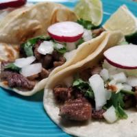Tacos (3) · From asada, al pastor, carnitas, tongue, chicken, chicharron, or chorizo.