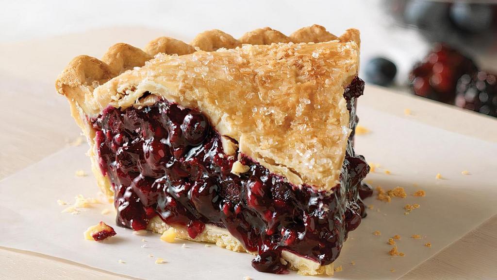 Triple Berry Pie Slice · Tart raspberries, plump, wild Maine blueberries, and juicy Pacific Northwest blackberries blend together to create a pie that's bursting with flavor.