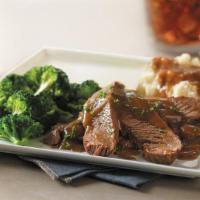 Pot Roast · Served with mashed potatoes and brown gravy, and your choice of one additional side. (Serves...