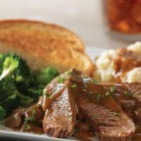 Pot Roast · Served with mashed potatoes and brown gravy and Texas toast.