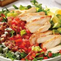 Classy Cobb Salad · Grilled chicken breast, bacon, avocado, hard-boiled egg, tomato, and crumbled Bleu cheese on...