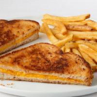 Grilled Cheese · Grilled cheese sandwich with melted American cheese.