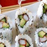 California Roll · Avocado, cucumber, and crab meat.