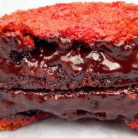 Red Lava · Red velvet cookie stuffed with red velvet fudge rolled in red sprinkles
