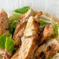 Chicken Caesar Pita · Grilled chicken breast with romaine lettuce and tossed in Caesar dressing with parmesan chee...