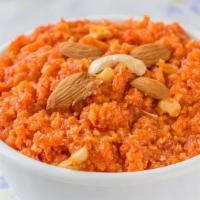 Gajar Halwa · Made with fresh carrots, butter, dry milk, mixed nuts, and sugar.