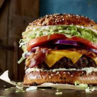 Bacon Cheeseburger Combo · 1/3 beef patty with crispy bacon, mayo, mustard, ketchup, lettuce, onion, tomatoes, pickle, ...