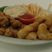1/2 Lb. Gizzards & 1/2 Lb. Catfish Nuggets Combo · SERVED WITH FRIES,BREAD,COLESLAW