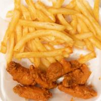 Buffalo Wings - 10 Pieces · 10 Buffalo wings served with Fries, with your choice of sauce.
