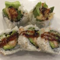 Shrimp Tempura Roll · Fried shrimp, avocado, cucumber, lettuce, drizzled w/ eel sauce