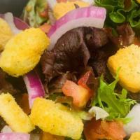 House Salad · Salads include lettuce, tomato, cucumber, eggs, cheddar cheese, and croutons, plus dressing ...