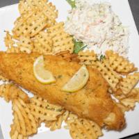 Park Avenue Fish N Chips · 10 oz battered haddock fillet served with waffle fries.