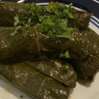 Grape Leaves · Grape leaves stuffed with rice, parsley seasoning (choice of meat or vegetable).