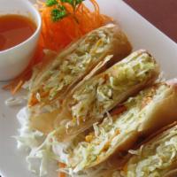 Thai Egg Rolls · Deep fried vegetarian egg rolls served with Thai sweet and sour sauce.
