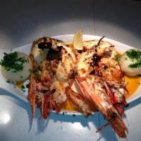 Camarao Tigre · Grilled Tiger Shrimp, steamed Potatoes, Vegetables, Garlic, Olive Oil