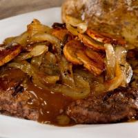 1/2 Lb. Chopped Steak* · Served over mashed potatoes covered with brown gravy, Brewski Onions® and sautéed mushrooms.