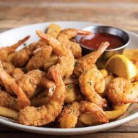 Fried Shrimp · 18 crispy hand-breaded shrimp served atop fries with house-made sweet fire sauce, our take o...