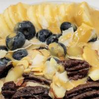 Nana Banana · Banana Blend topped with Granola, Banana, Blueberry, Chinese Pecan, Almond, Coconut Flakes, ...