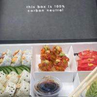 The Sushi Box · Enjoy our stylish sushi box that includes 4 rolls, nigiri and/or crispy rice of your choice
