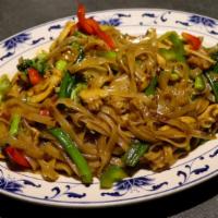 Spicy Noodles · Rice noodles, mixed peppers, broccoli, mushrooms, scallions and spicy sauce
