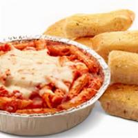 Baked Penne Pasta · Baked penne pasta, marinara and cheese. Side of howie bread.