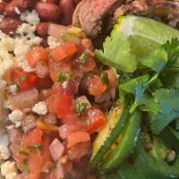 Carne Asada Mexican Bowl  · 🚨New!!  10oz Yellow Rice, Carne asada, pico de gallo, cilantro, beans, jalapeño, queso fres...