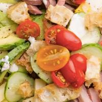 Chef · Mixed Greens with Cherry Tomatoes, Cucumber, Ham, Turkey, Cheese and Croutons