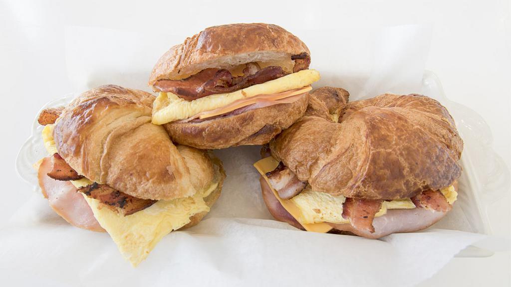 Ham & Cheese Croissant (3 Sandwiches)) · Ham and cheese in a freshly baked croissant