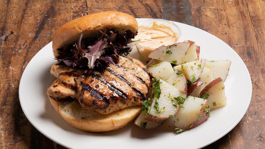 Sandwich - Chicken - Rosemary Infused Sandwich - Grilled · Rosemary infused, flame grilled boneless skinless chicken . Carefully marinated and delicately rubbed with rosemary, herbs and spices. Choose 1 of our delicious side items to complete your meal.