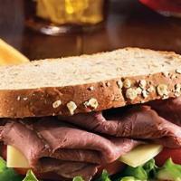 Roast Beef Sandwich · Top round roast beef, bibb lettuce, tomato, horseradish mayo, on sourdough bread.