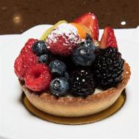 Fruit Tart · Mix of fresh fruits on a homemade almond tart and our pastry cream.