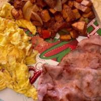 2 Eggs Special · Eggs with bacon, ham, or sausage.