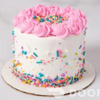 Confetti Froyo Mini Cake – Pink · Cue the Confetti! Not only is this cake covered in delicious sprinkles but the inside is a p...