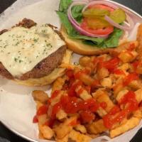 Turkey Burger · Handmade patties seasoned to perfection topped with lettuce, tomatoes, red onions, and pickl...
