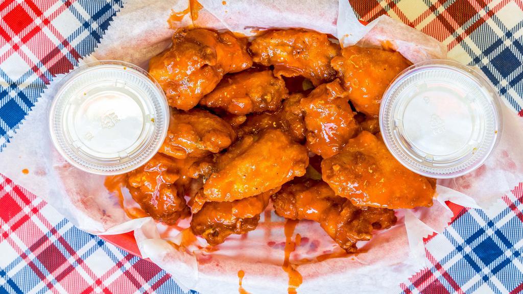 Chicken Wings · Available as Plain, Buffalo Wings, or BBQ Flavored.