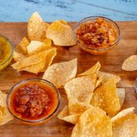 Chips & Salsa · Chips and choice of two salsas.