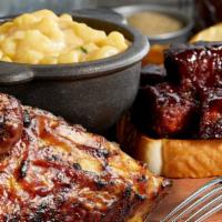Burn Ends & Meat Combo · Burnt Ends and choice of one meat selection, excluding ribs. Served with a choice of two sid...