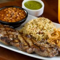 Churrasco · Grilled Churrasco (10 oz Angus Beef) served with Chimichurri sauce and Guasacaca. Served wit...