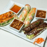 Fresh Spring Roll · Fresh rolls with lettuce, mint, cucumber, vermicelli noodle, shrimp and grilled pork. Served...