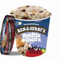Ben & Jerry'S Netflix & Chilll'D · Peanut Butter ice cream with sweet and salty pretzel swirls and fudge brownie pieces. 16 oz.