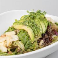 Criolla Salad · Homemade dressing, lettuce mix, tomatoes, red onions, cucumber, hearts of palm and Avocado.