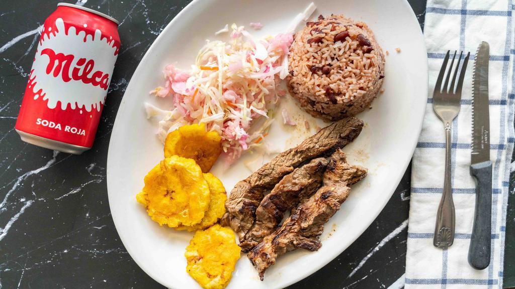 Carne Asada / Grilled Beef · Grilled beef and your choices of 2 sides. Always served with Nica Salad.