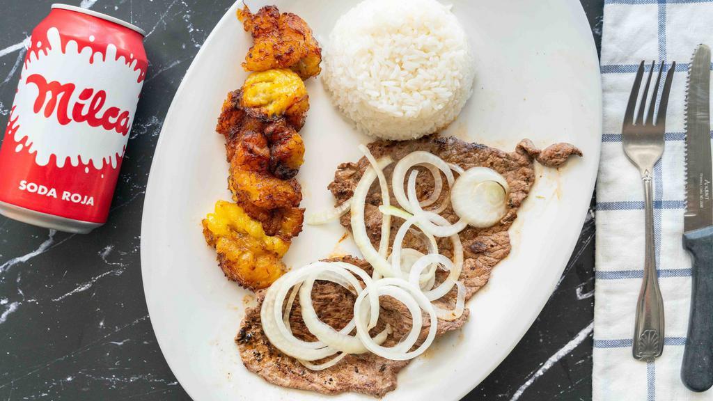 Bistec Palomilla /  Palomilla Steak · Palomilla steak and your choice of 2 sides.