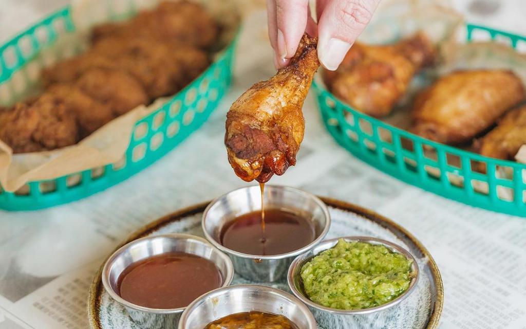 Hawkers Wings · Five per order, battered or naked, with choice of sauce or rub | Available Gluten Friendly (Naked Five-Spice Wings Only)