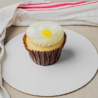 Lemon Drop · Vanilla cake filled with tangy lemon topped with lemon buttercream and lemon dollop.